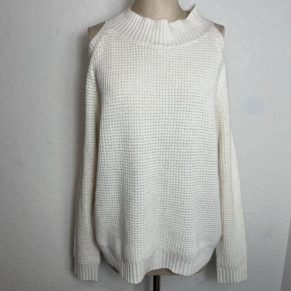 Woven Heart Cold Shoulder Knit Sweater Beige Size XL, NWT, Cotton blend, Outdoor